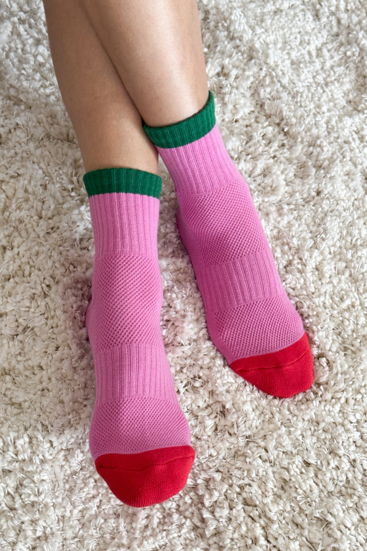 Colour Block Girlfriend Socks Rose Pink