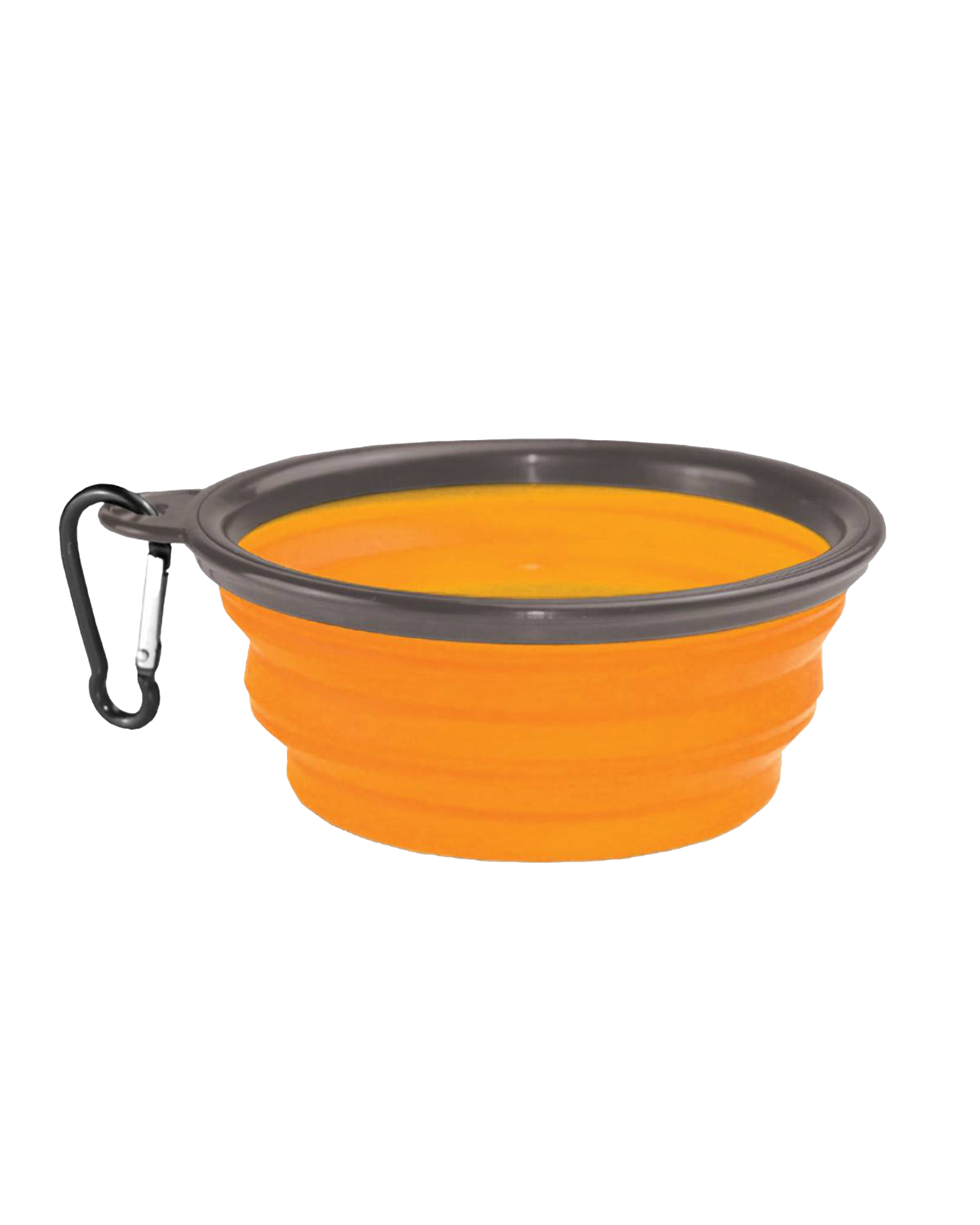 Collapsible Silicone Bowl + Carabiner - Orange/Grey