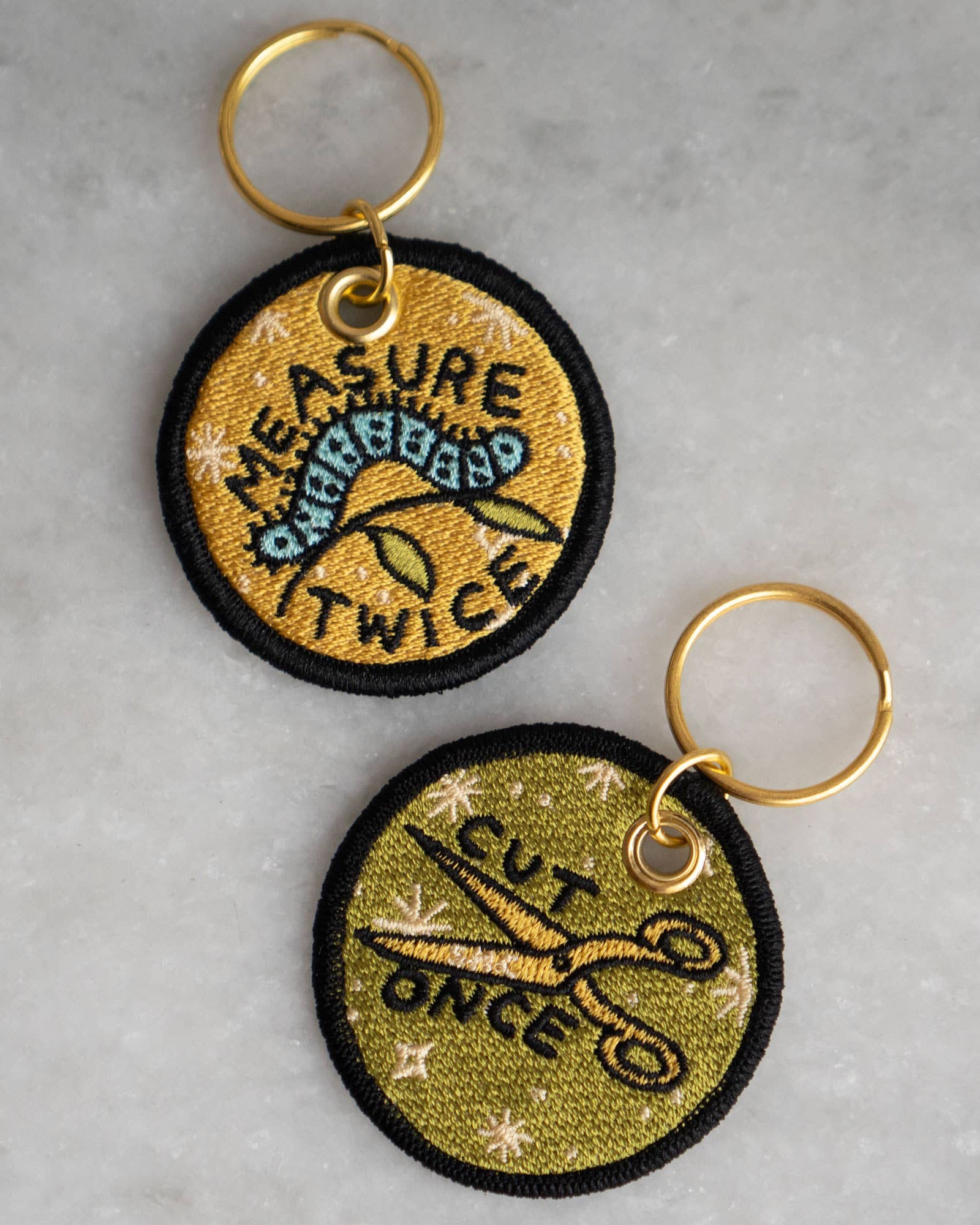 Measure Twice - Embroidered Keychain
