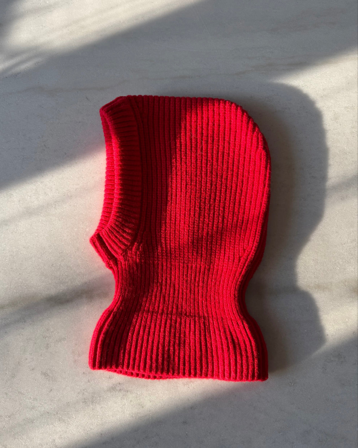 Billy Bamboo Chunky Rib Fuzzy Wool Balaclava - Red Apple additional official product view