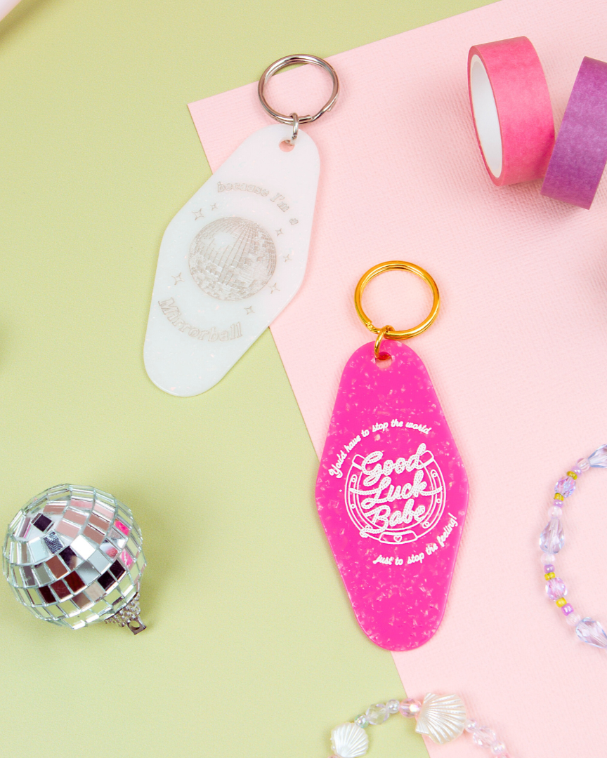 Good Luck Babe Motel Tag Keychain