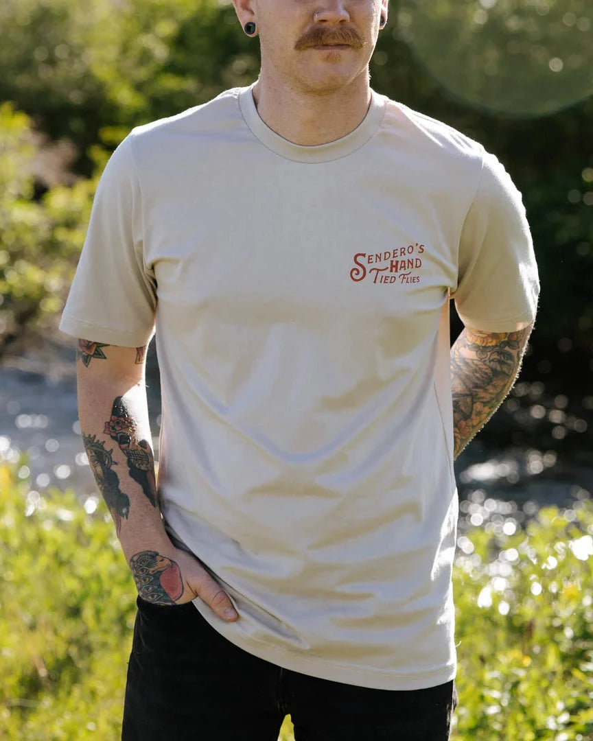 Hand Tied Flies T-Shirt - Sand