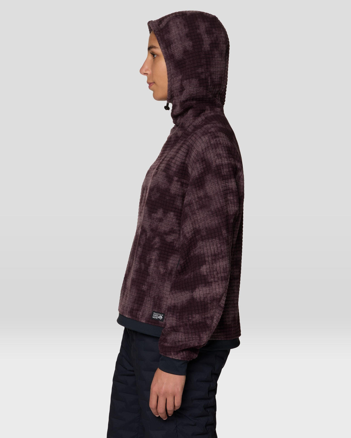 Mountain Hardwear Summit Grid Big Grid Hoody in Deep Mulberry Shadowdye Print, additional model view