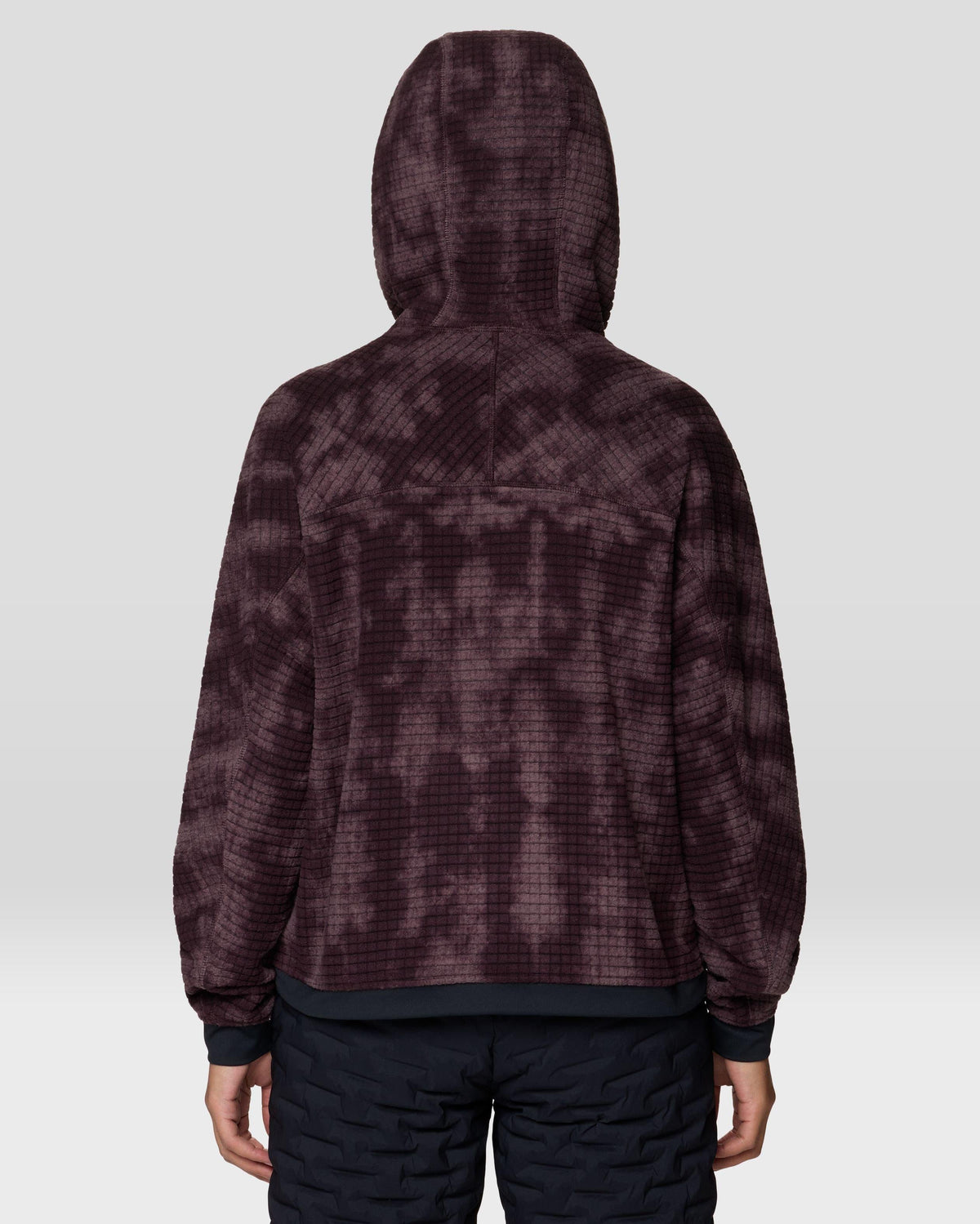 Mountain Hardwear Summit Grid Big Grid Hoody in Deep Mulberry Shadowdye Print, back model view