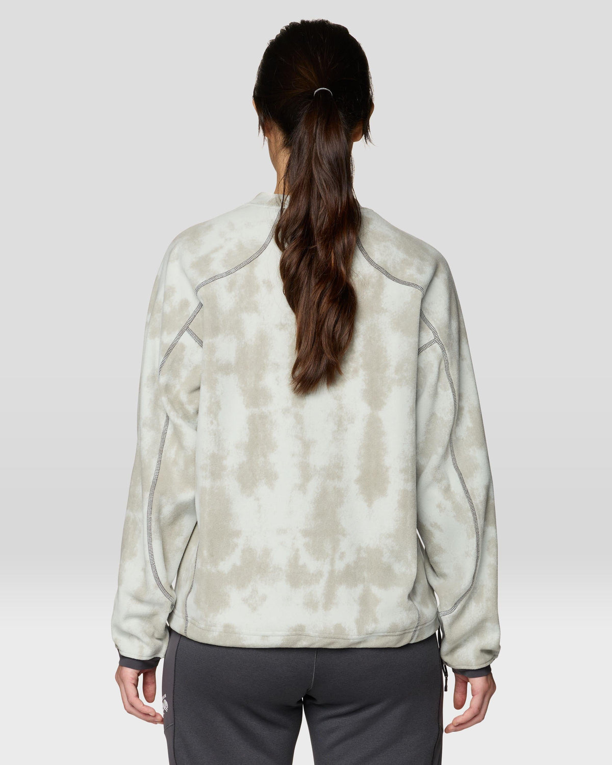 Mountain Hardwear Microchill Pullover Crew in Gamma Grey Shadowdye Print, back model view
