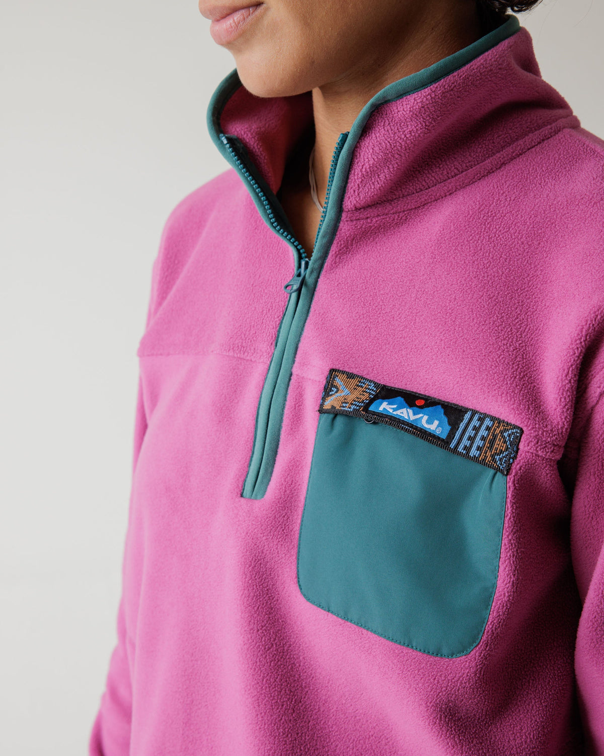 KAVU Hidden Hills Fleece Pullover Soft Plum - model view