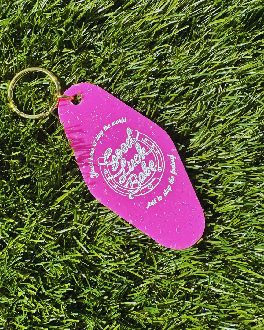 Good Luck Babe Motel Tag Keychain
