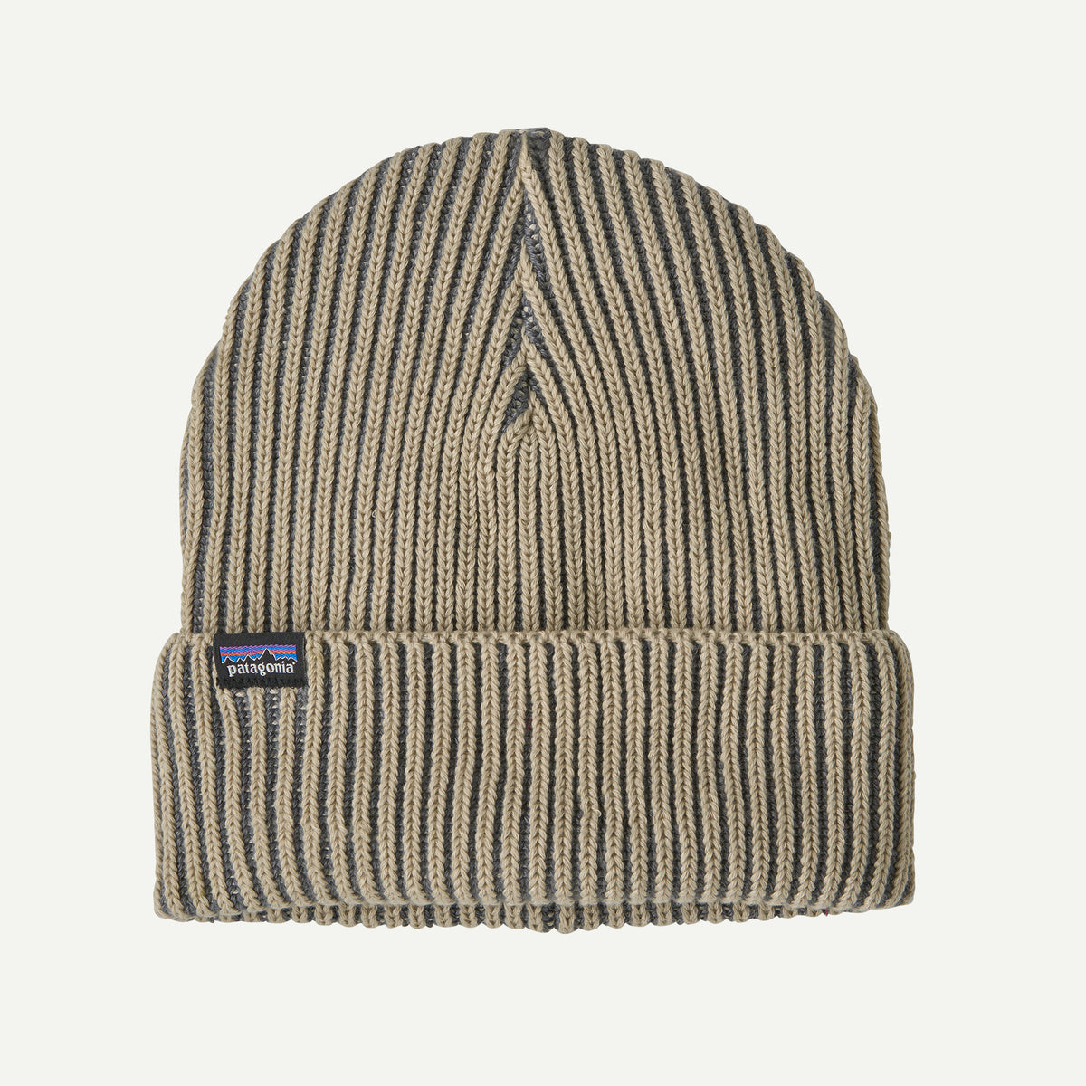 Patagonia Fishermans Rolled Beanie - Contrast Stripe: Weathered Stone — product photograph