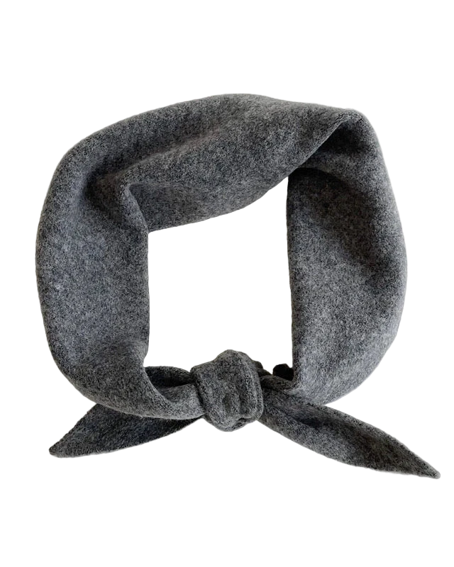 Fuzzy Wool Cravat Scarf Dark Grey