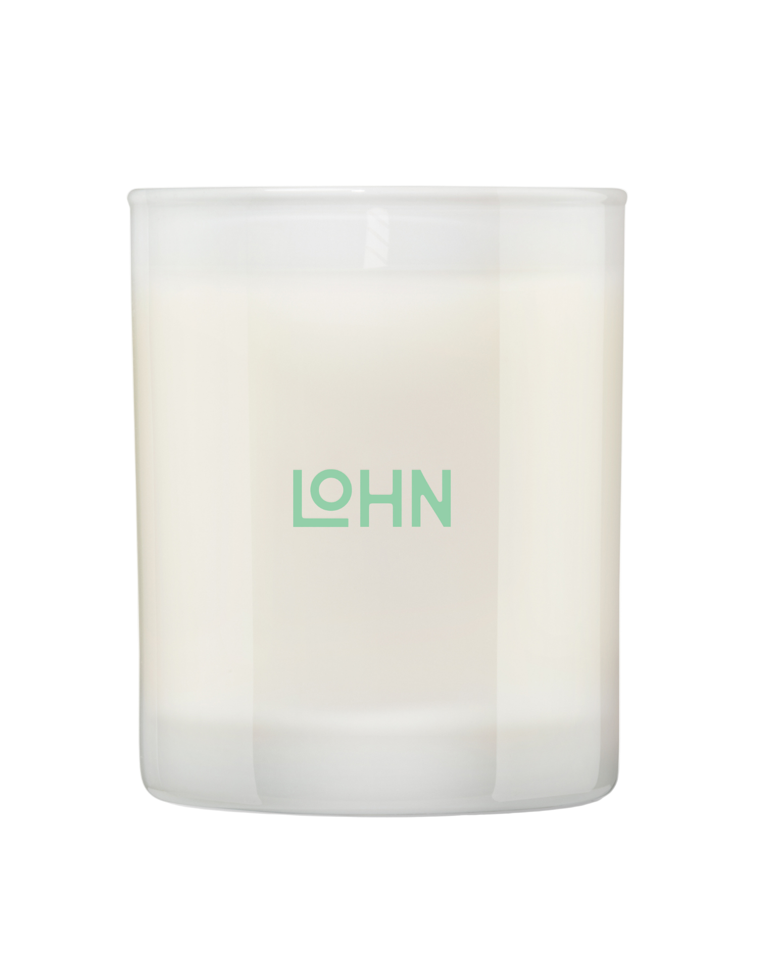 White candle with 'LOHN' logo