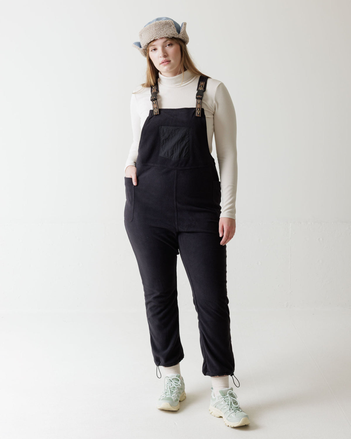 KAVU Pocatello Fleece Overalls Black - model view