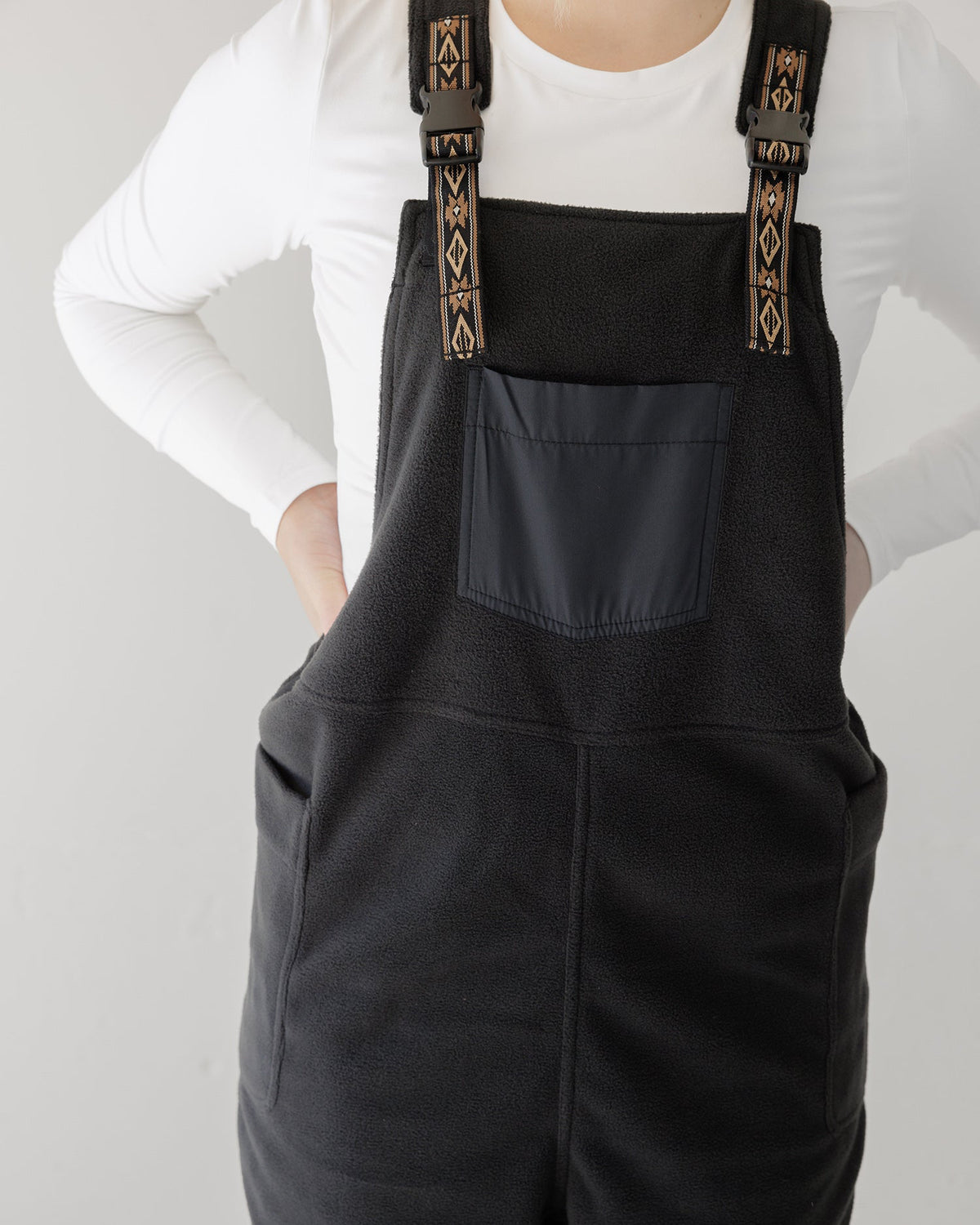 KAVU Pocatello Fleece Overalls Black - model view