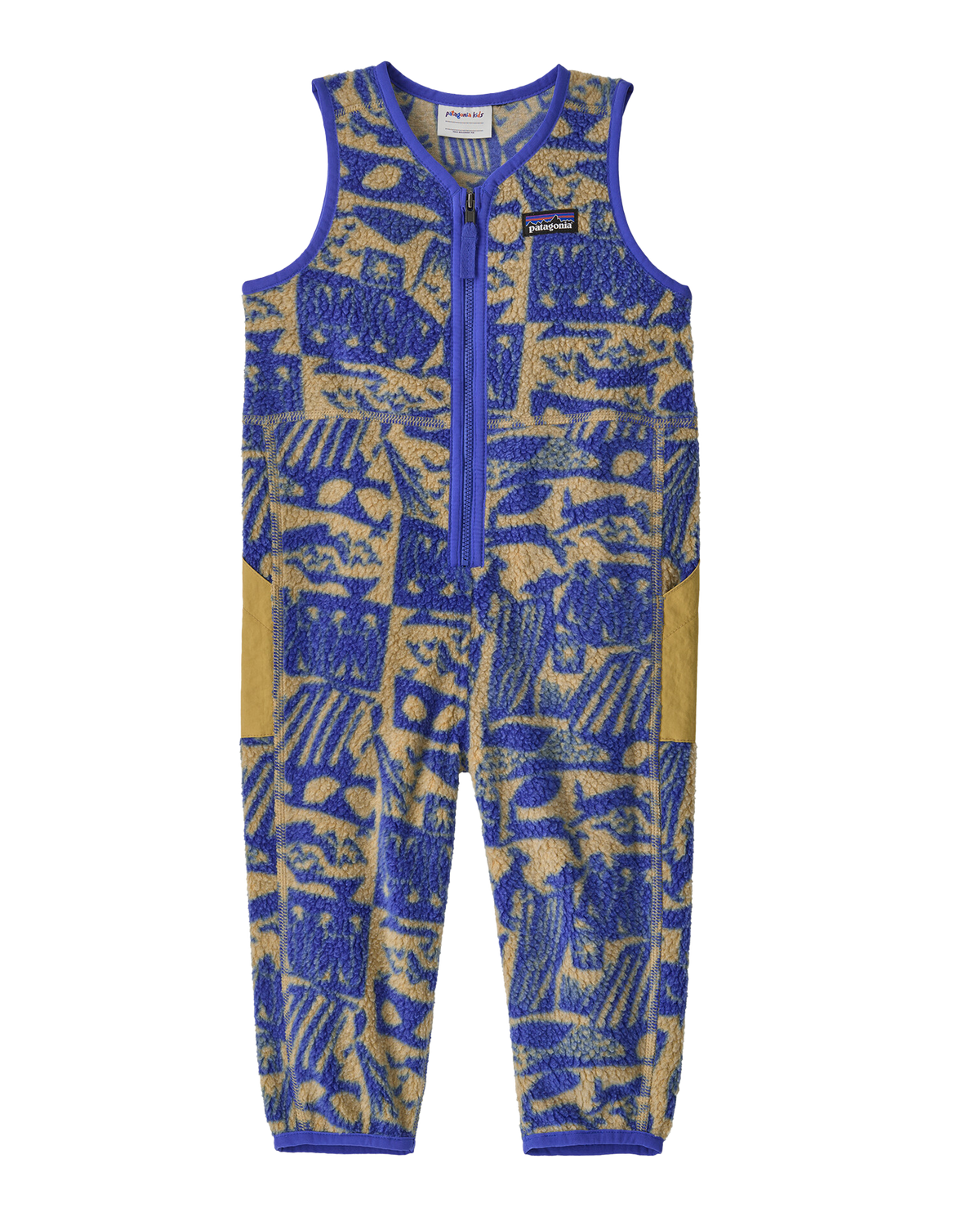 Patagonia Baby Shearling Overalls - Let's Chat: Eddy Blue — product photograph
