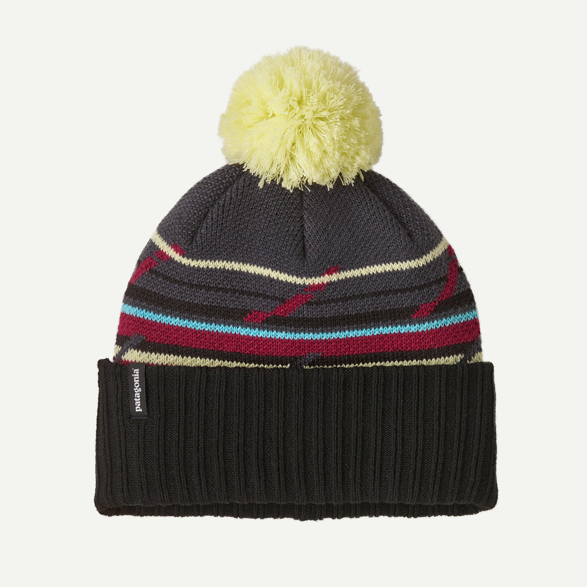 Patagonia Kid's Powder Town Beanie - Mountain Minded Geo: Smolder Blue — product photograph