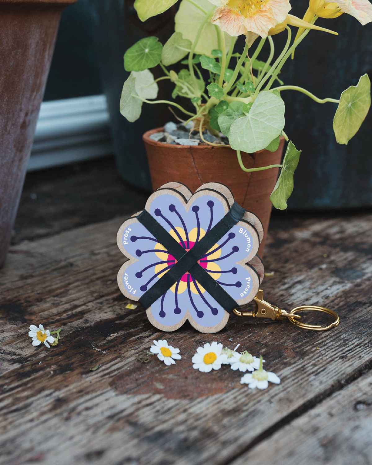 Keyring Flower Press - Pinks & Blues