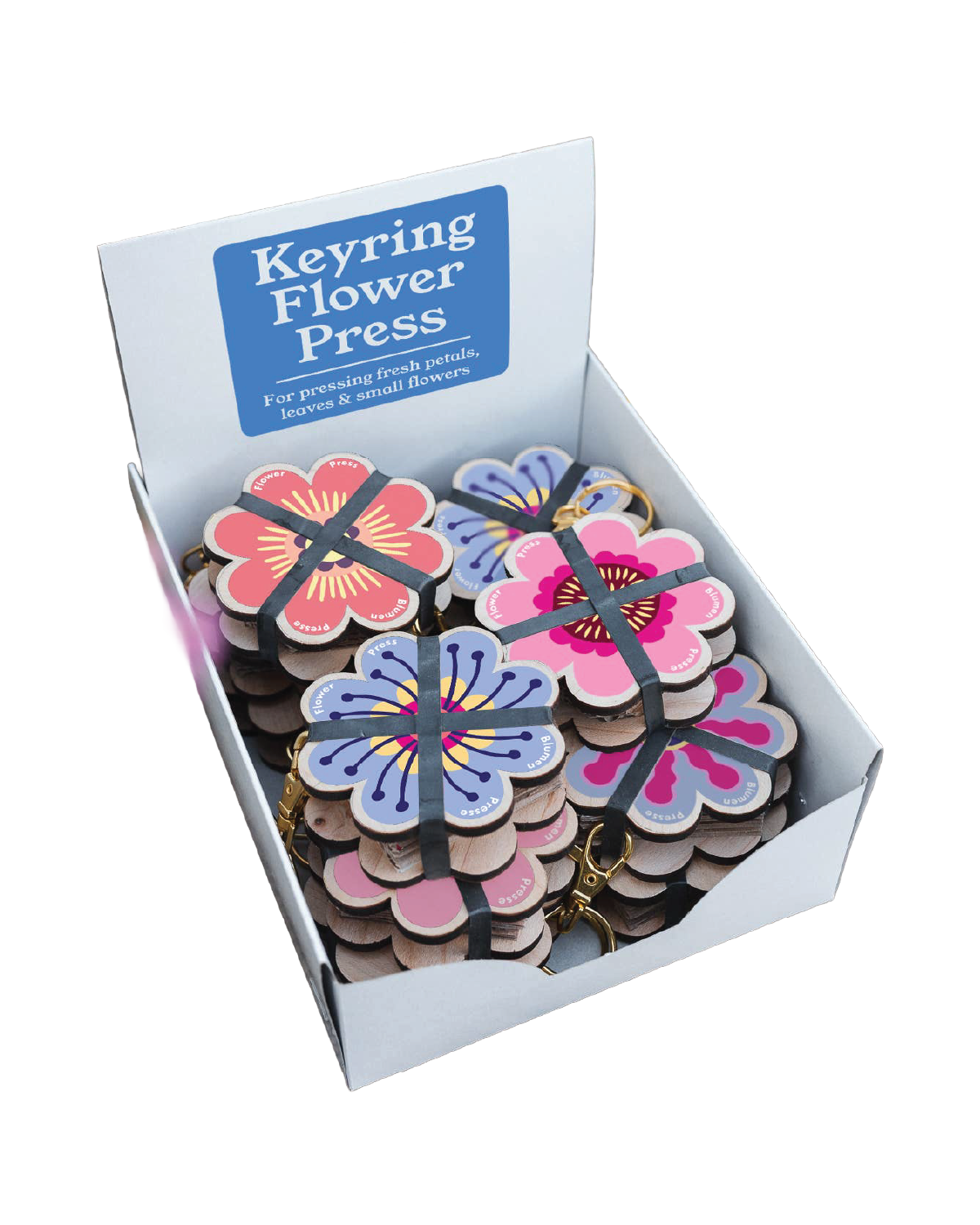 Keyring Flower Press - Pinks & Blues
