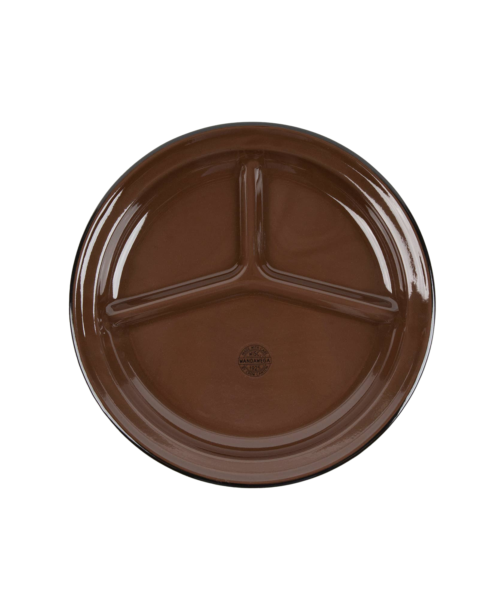 Enamelware Divided Camp Plate - Brown with Black Rim