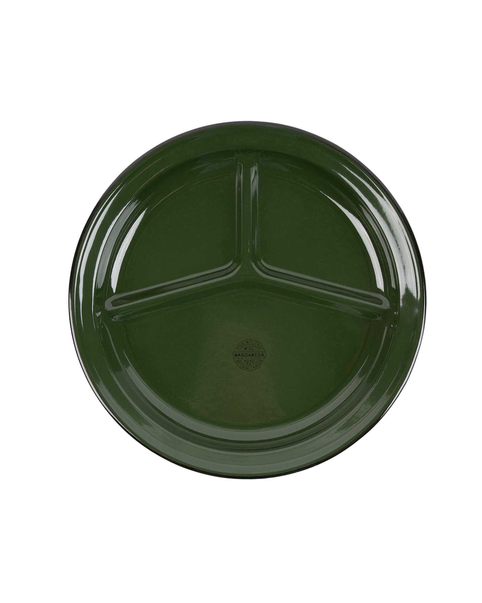 Enamelware Divided Camp Plate - Forest Green with Black Rim