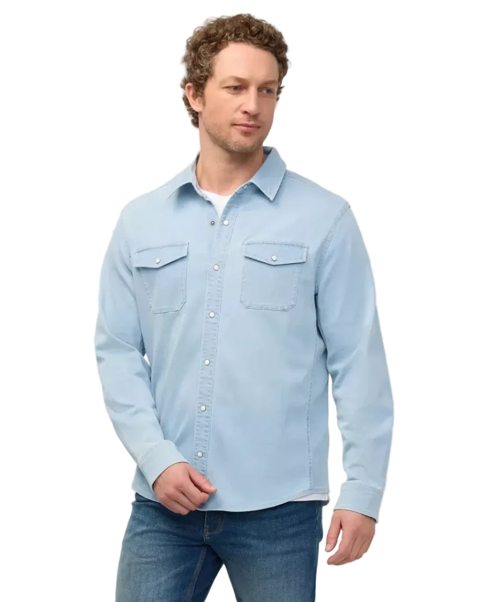 Men's Performance Denim Lite Two-Pocket Shirt - Dune Blue