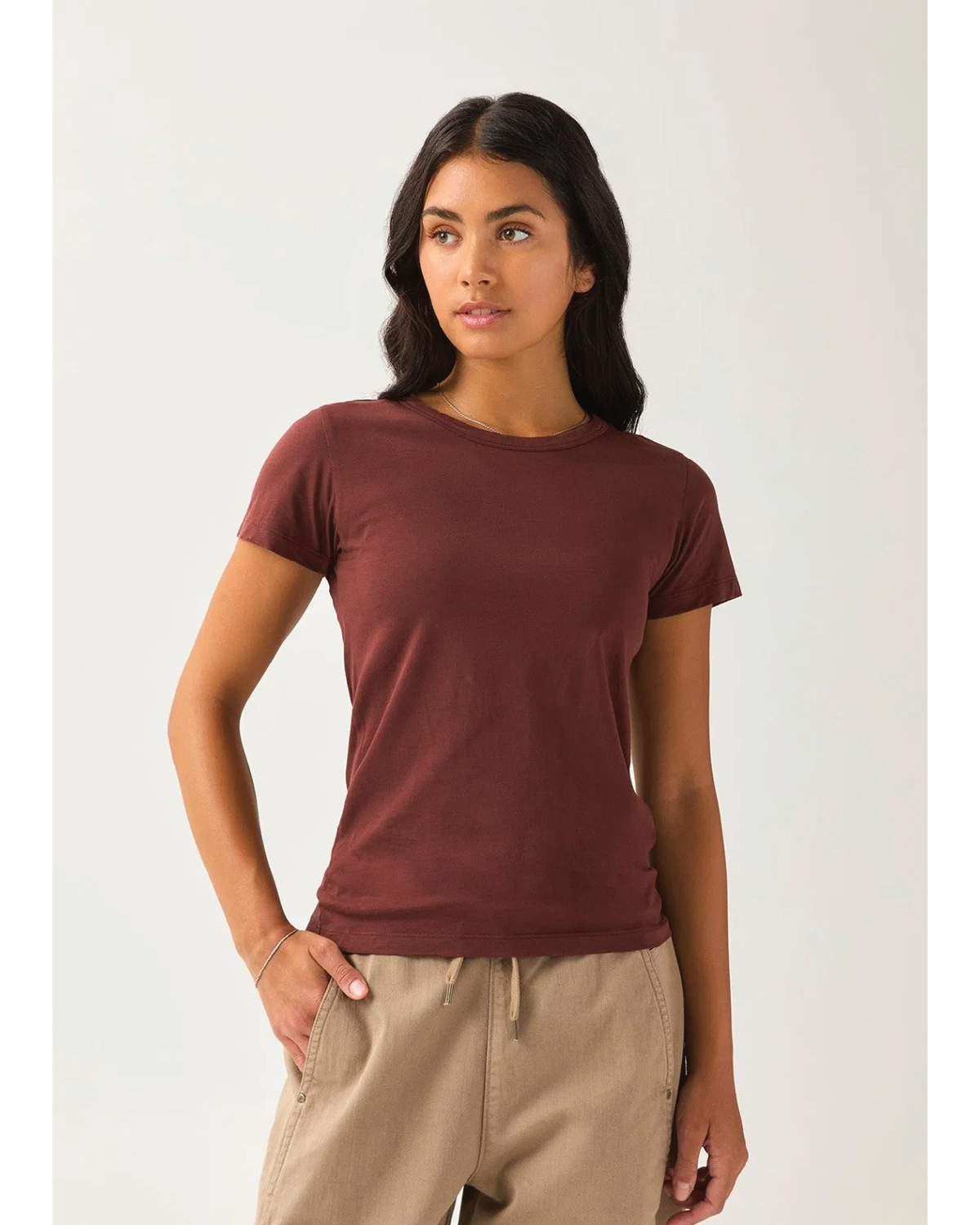 PurePima Slim Crew - Chestnut