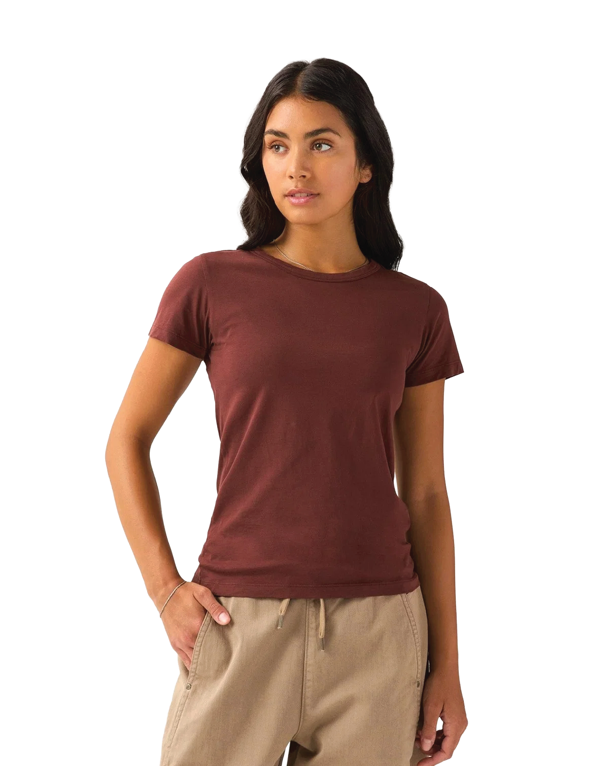 PurePima Slim Crew - Chestnut