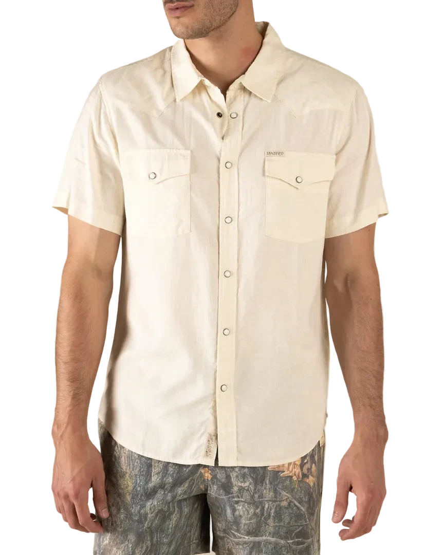 The Wyatt Pearl Snap Short Sleeve Solid Shirt - Antique White