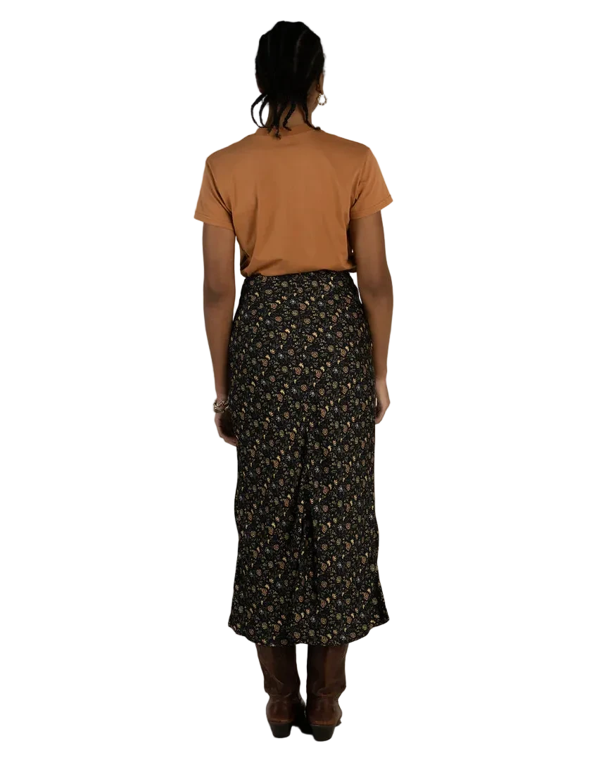 Pearla Slip Skirt - Black Floral