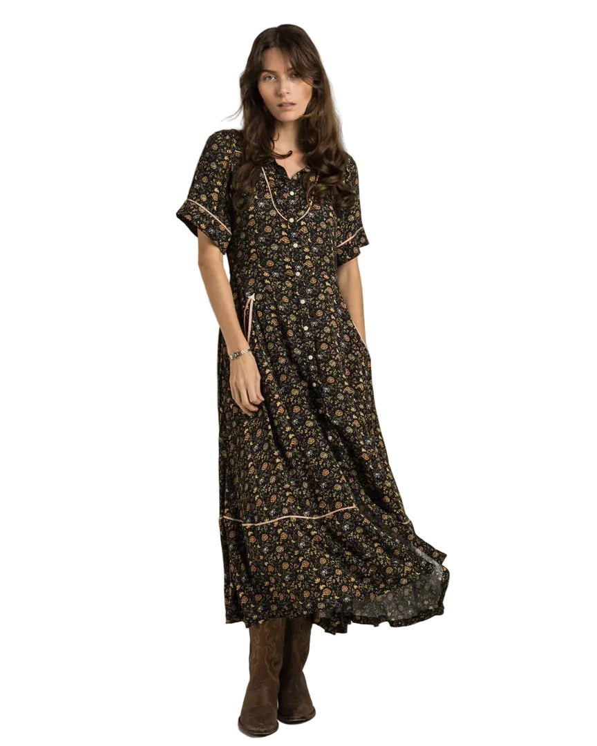 La Dahlia Dress - Black Floral