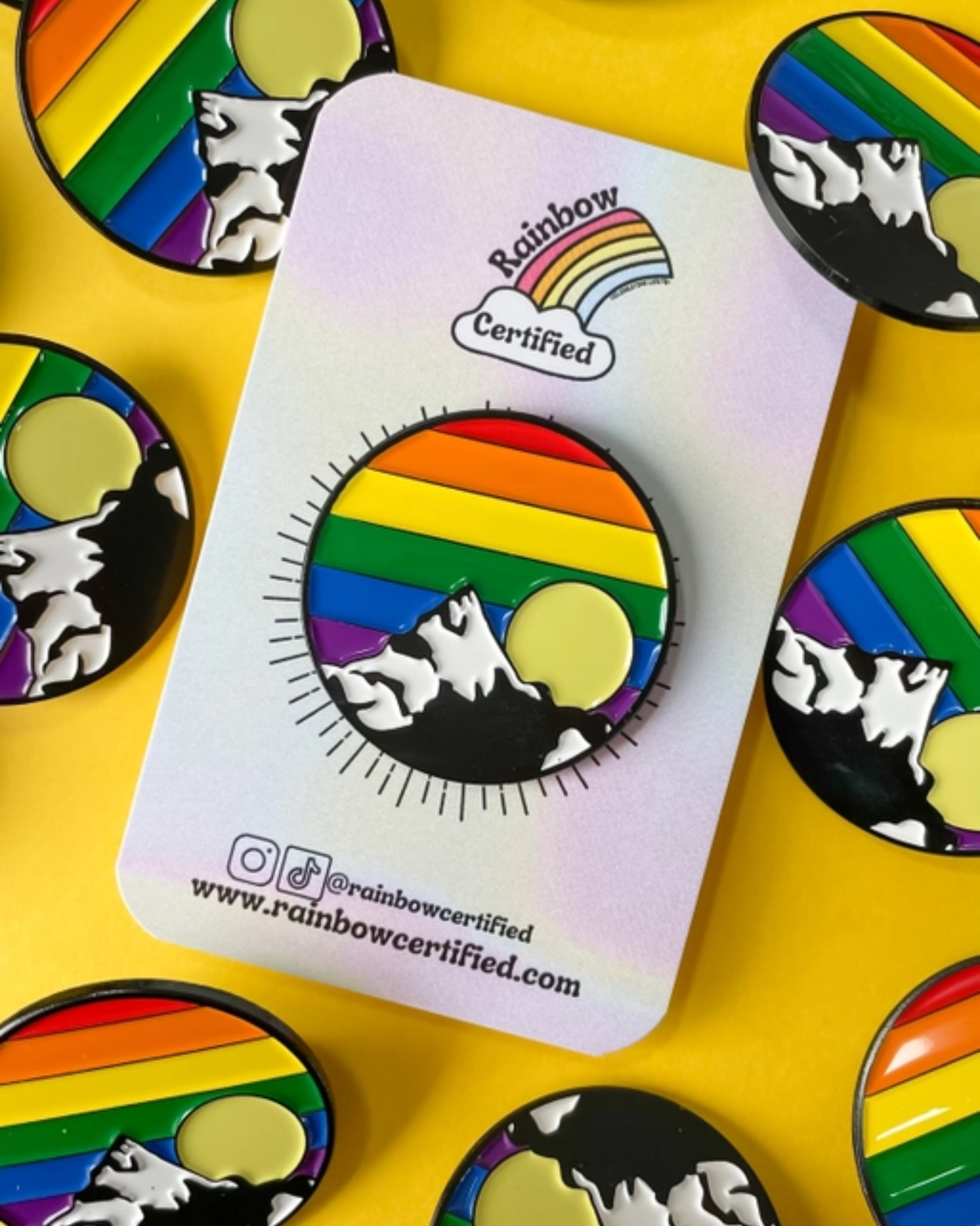 Rainbow Mountain Sunrise Enamel Pin