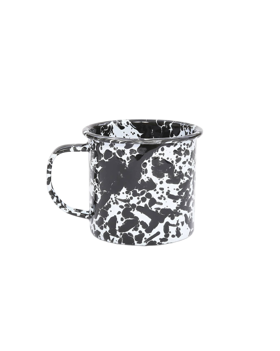 Splatter Enamelware 12 oz Mug: Black Splatter