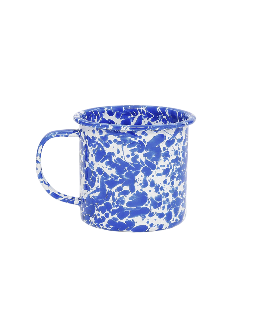 Splatter Enamelware 12 oz Mug: Blue Splatter