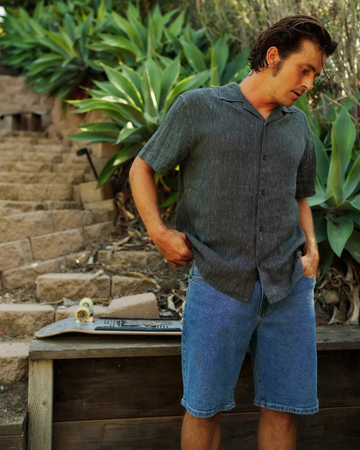 Teller Stripe Shirt Black Wash