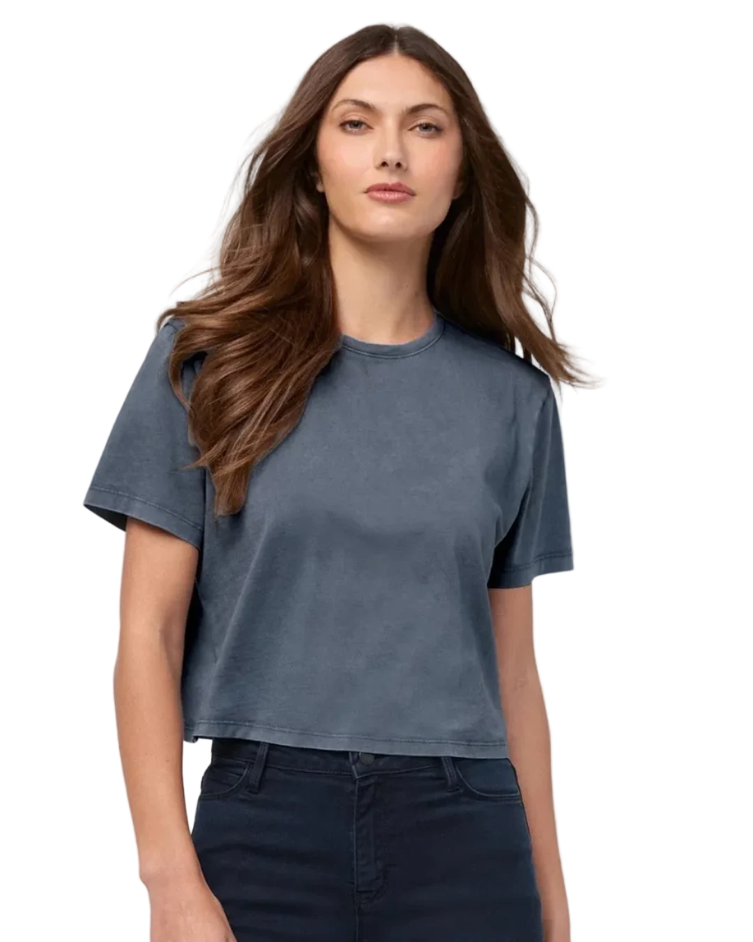 PurePima Boxy Tee - Washed Stone Blue