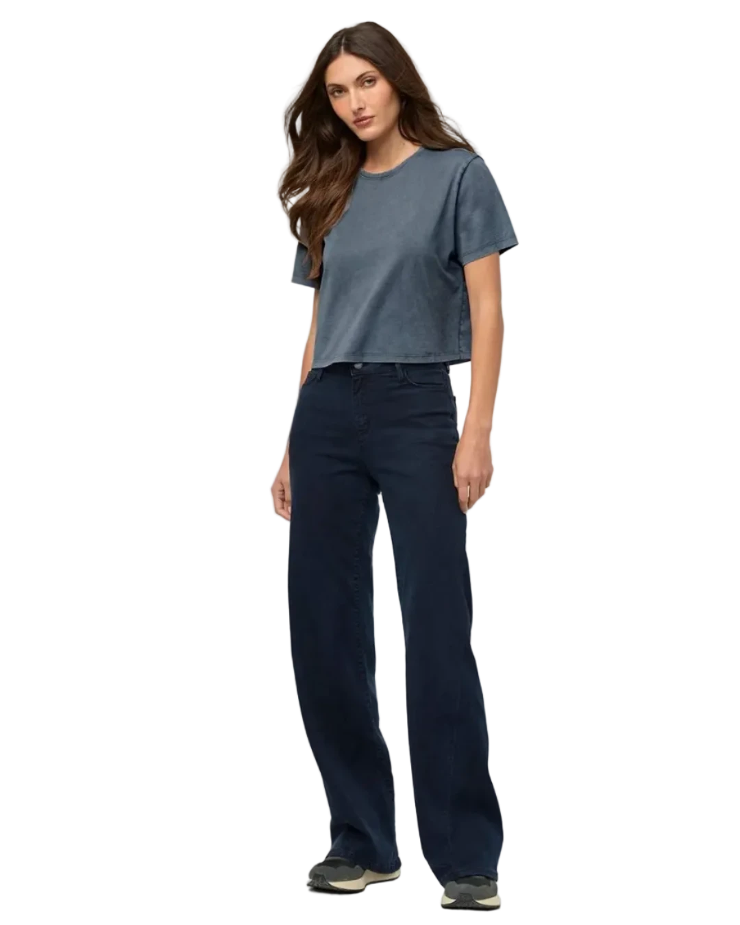 PurePima Boxy Tee - Washed Stone Blue