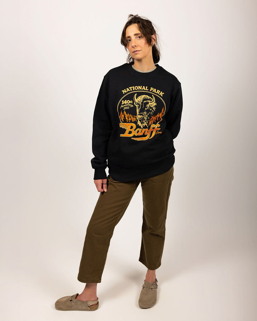 Banff Bison Vintage Crewneck - Black
