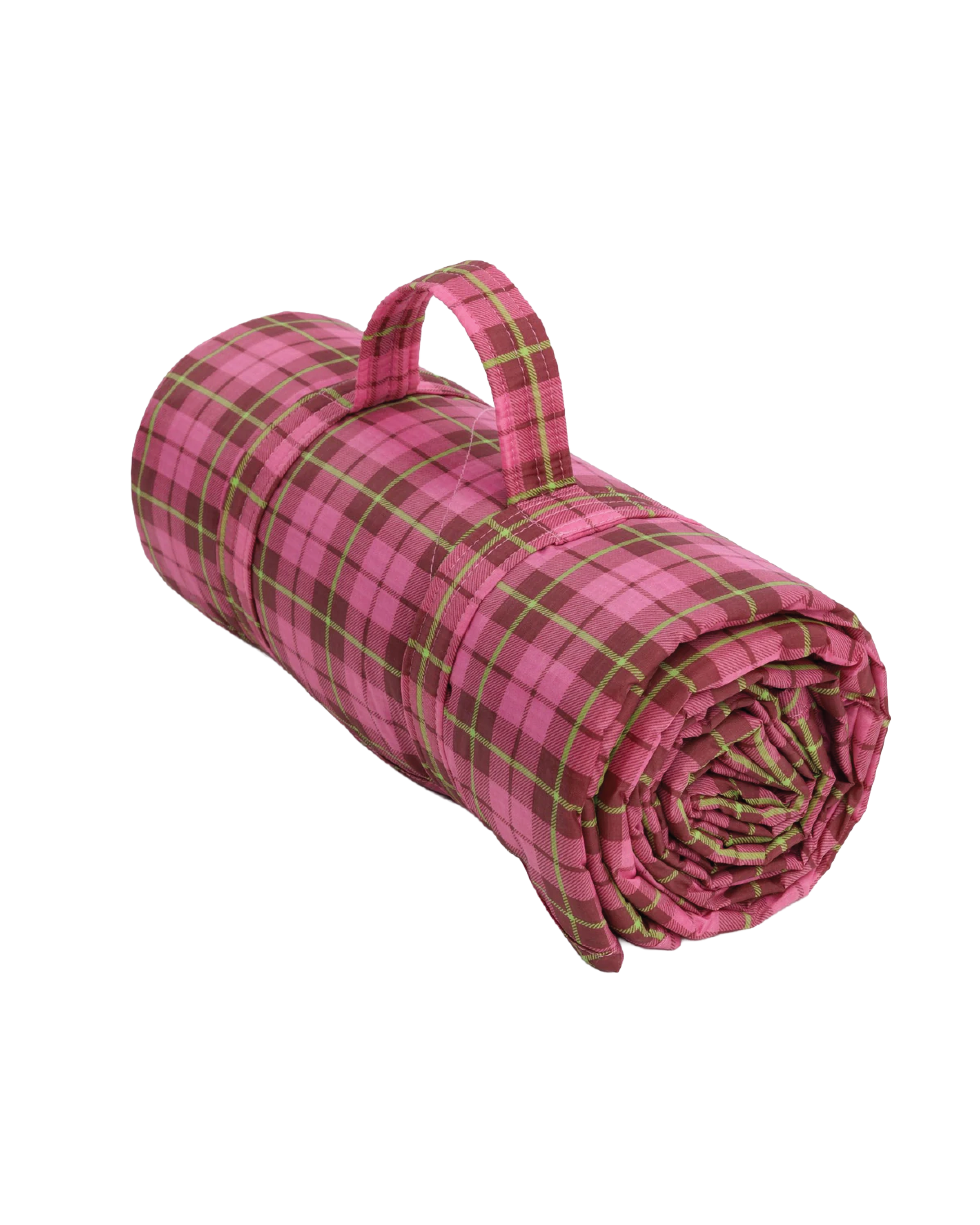 Puffy Picnic Blanket - Azalea Pink Tartan