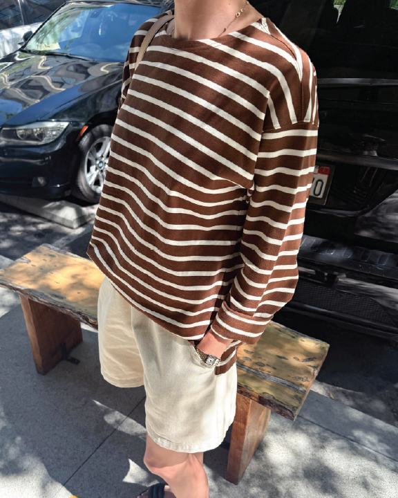 Marseille Top White Stripe on Coffee