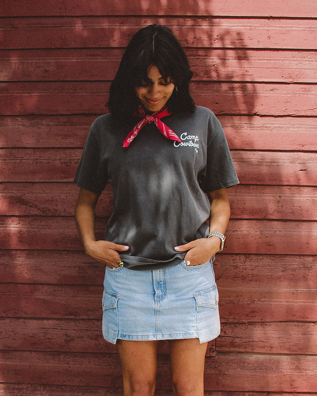 Camp Cowtown Vintage T-Shirt - Faded Black