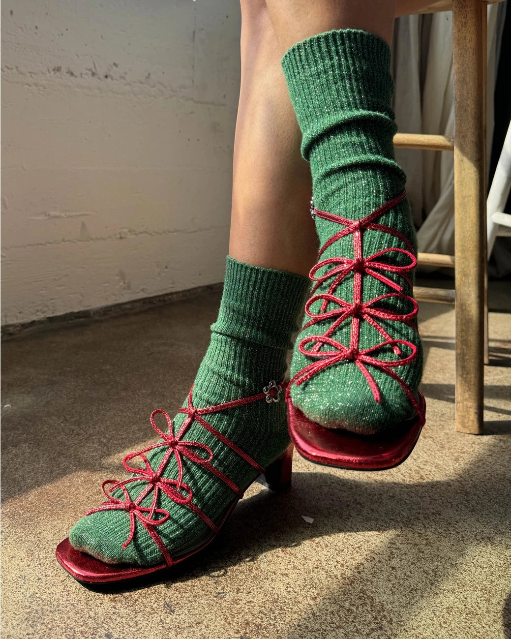 Winter Sparkle Socks Evergreen