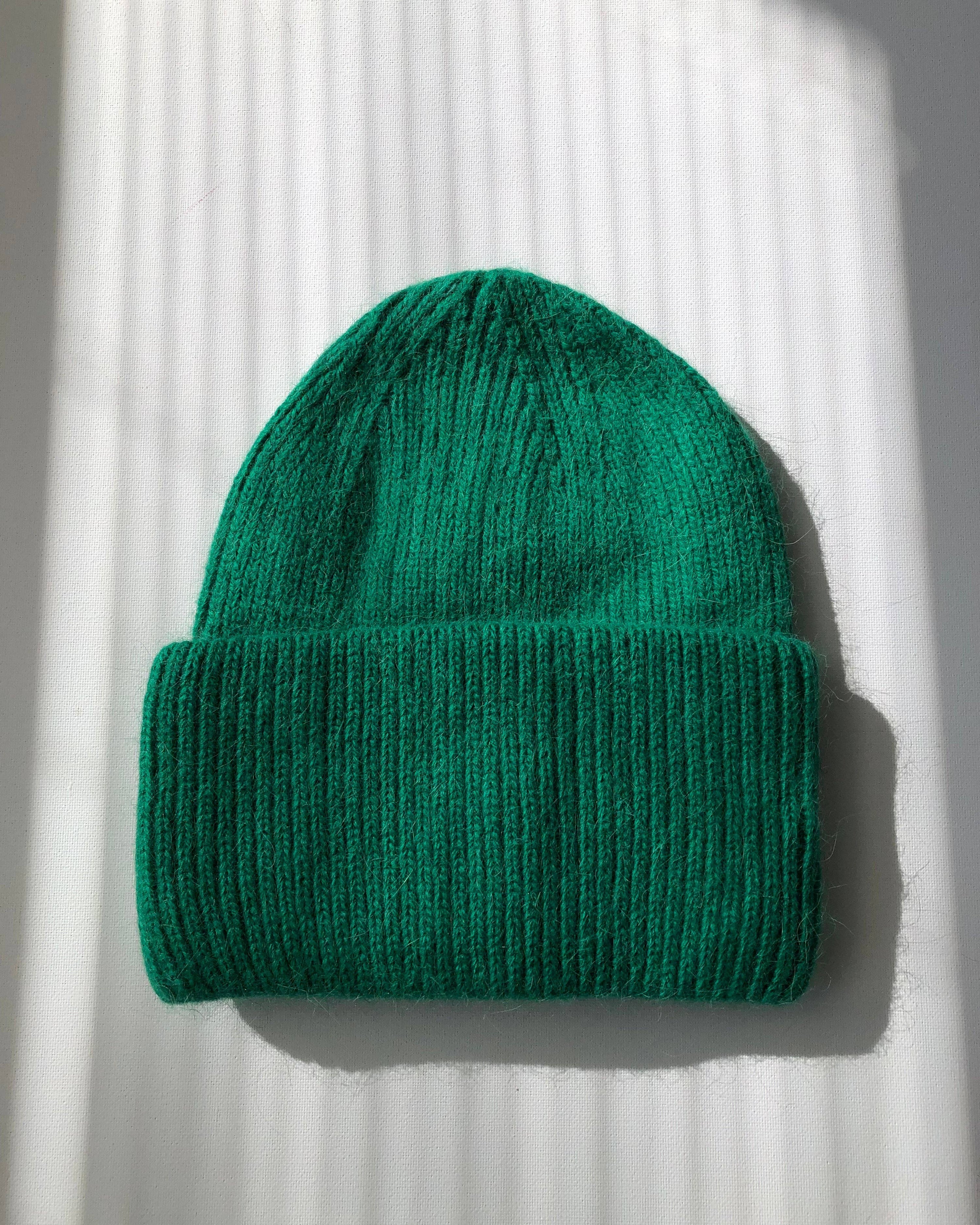Royal Angora Wool Beanie - Emerald Green