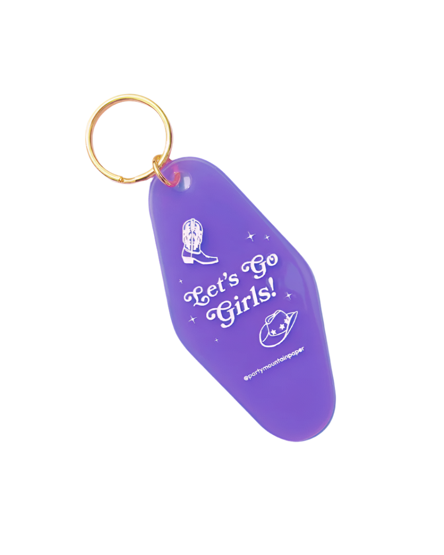 Let's Go Girls Motel Tag Keychain