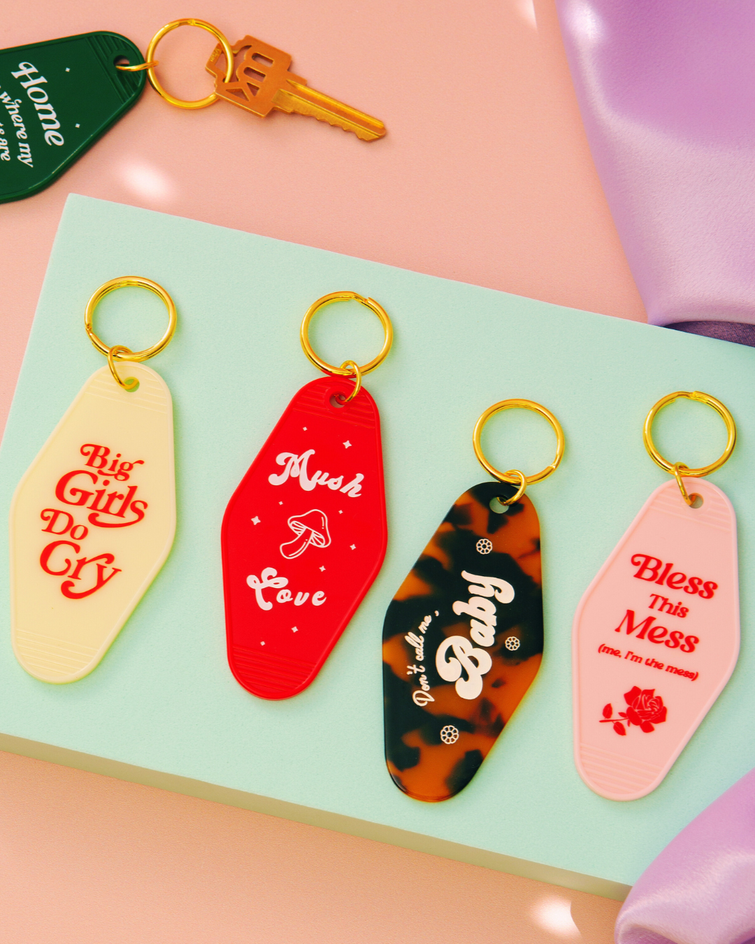 Big Girls Do Cry Motel Tag Keychain
