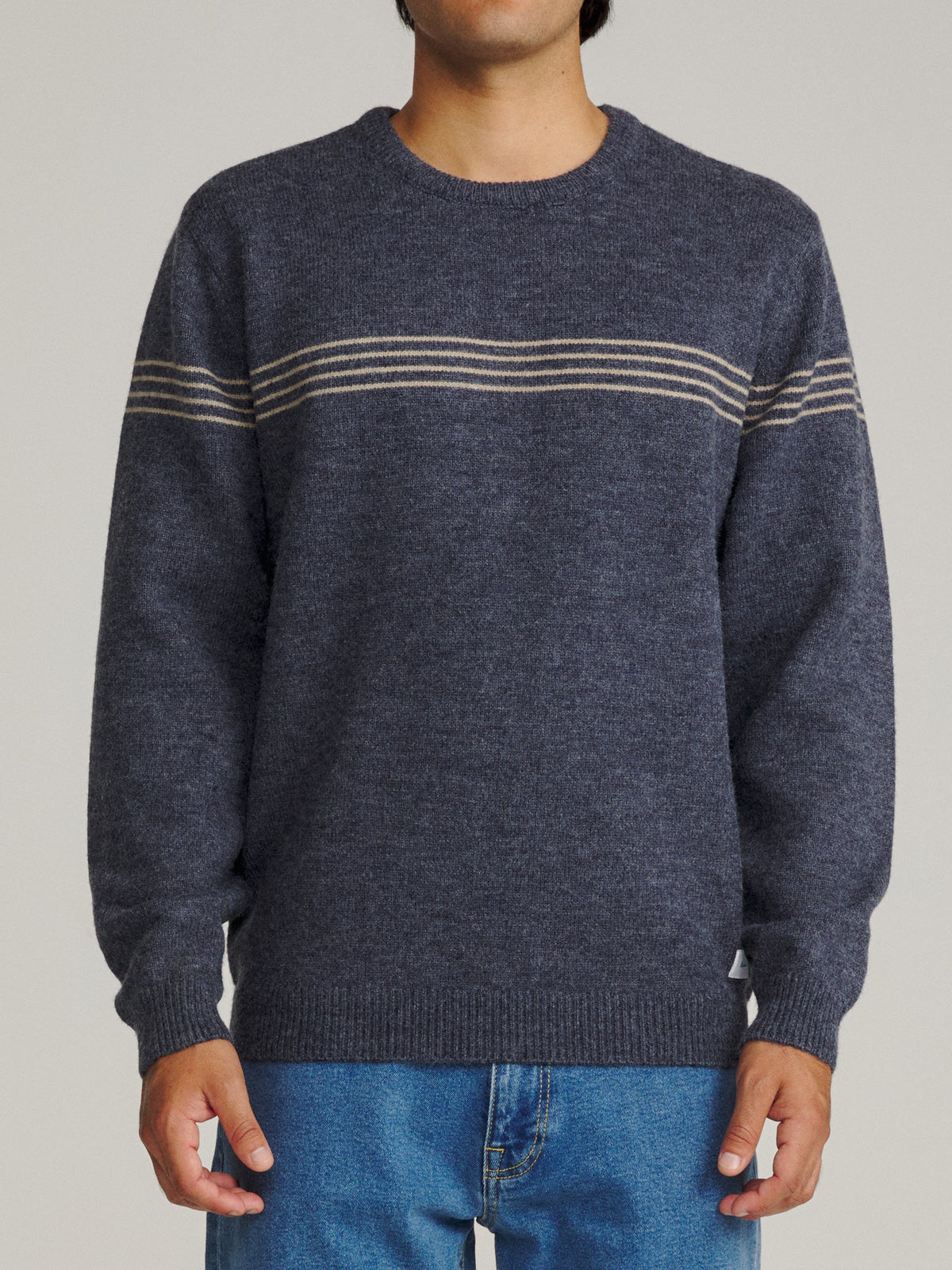 Katin Charles Sweater in Navy, on model, front