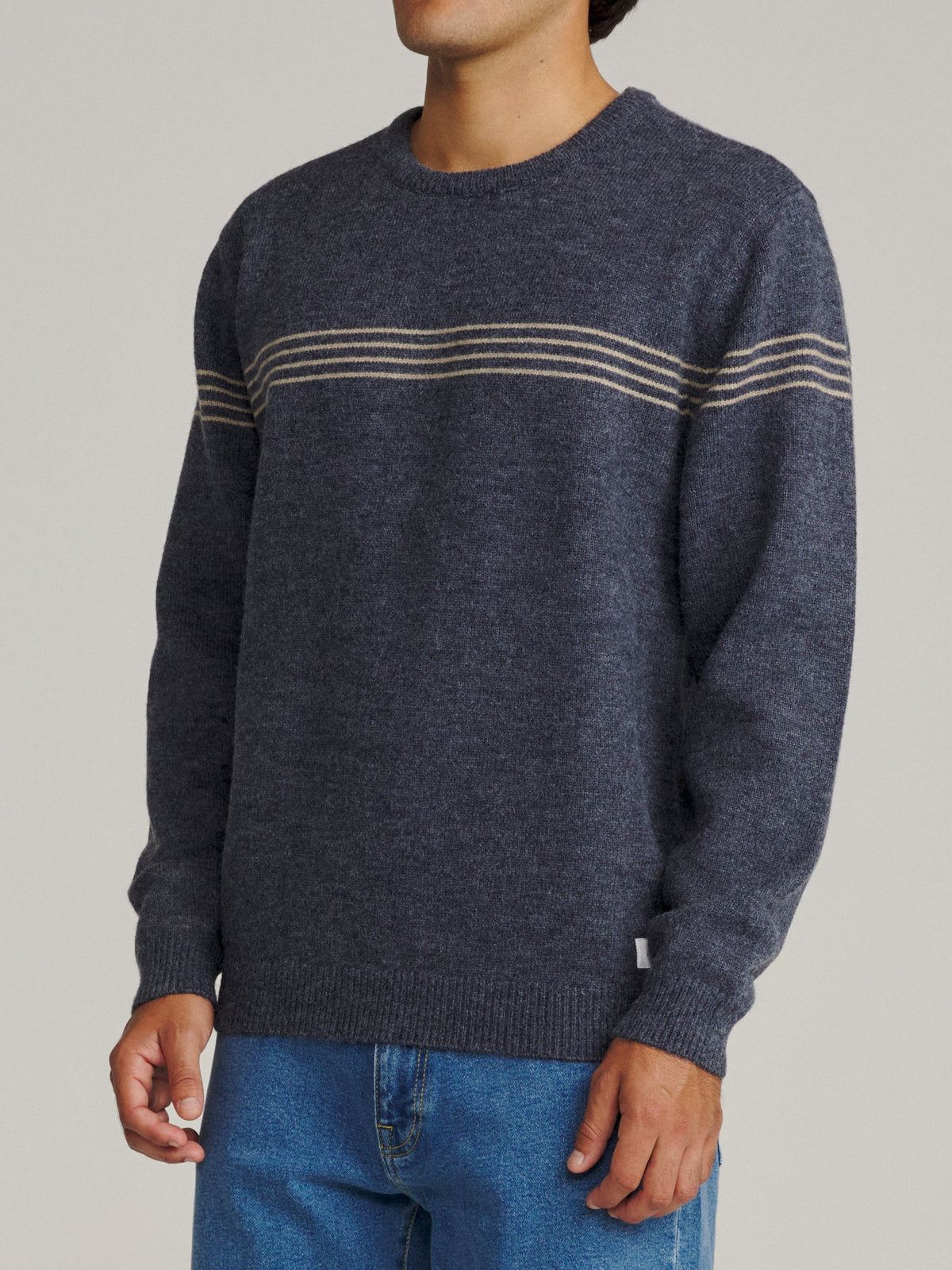 Katin Charles Sweater in Navy, on model, side