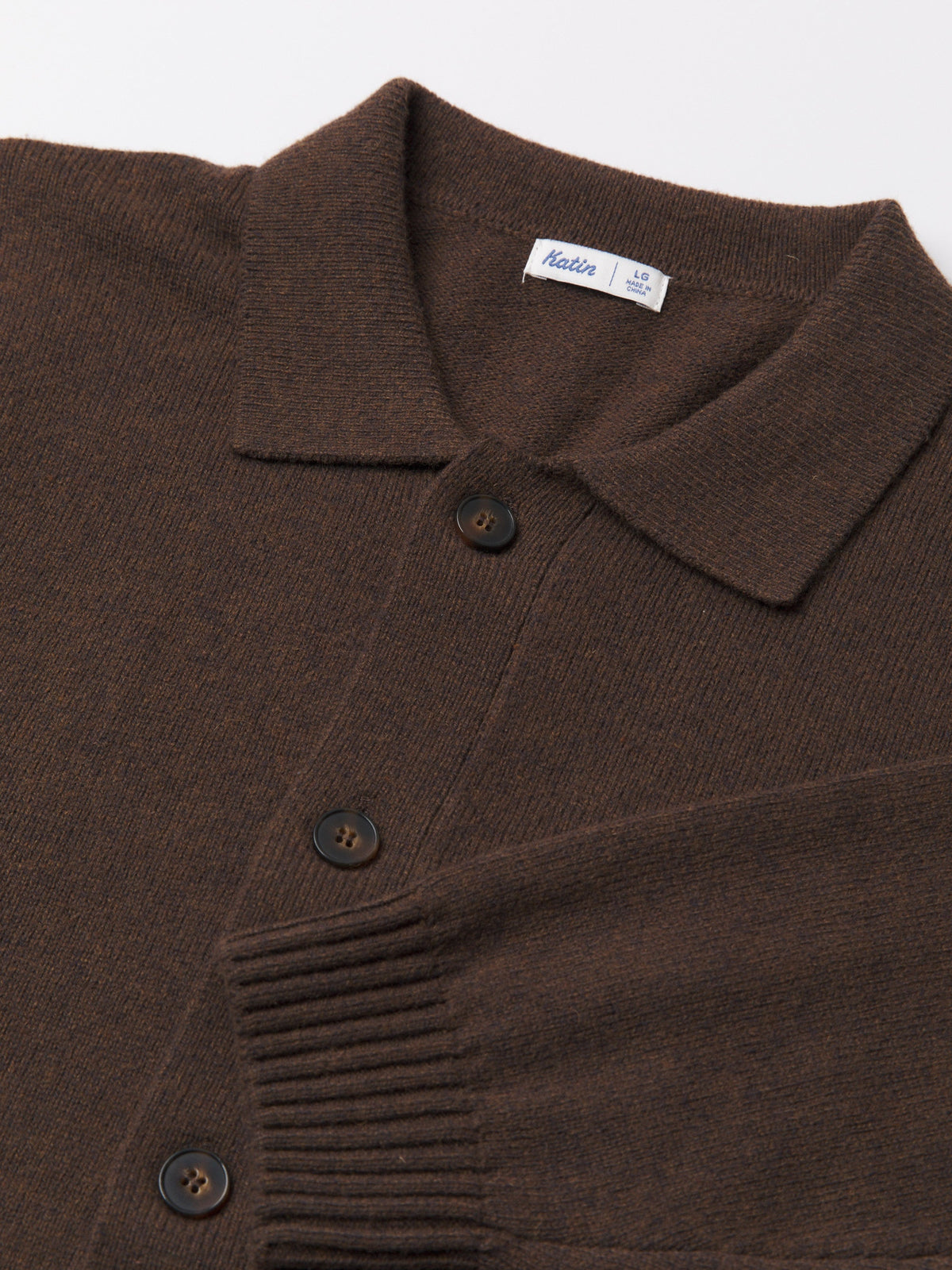 Katin Conor Sweater in Heather Brown, flat, front detail