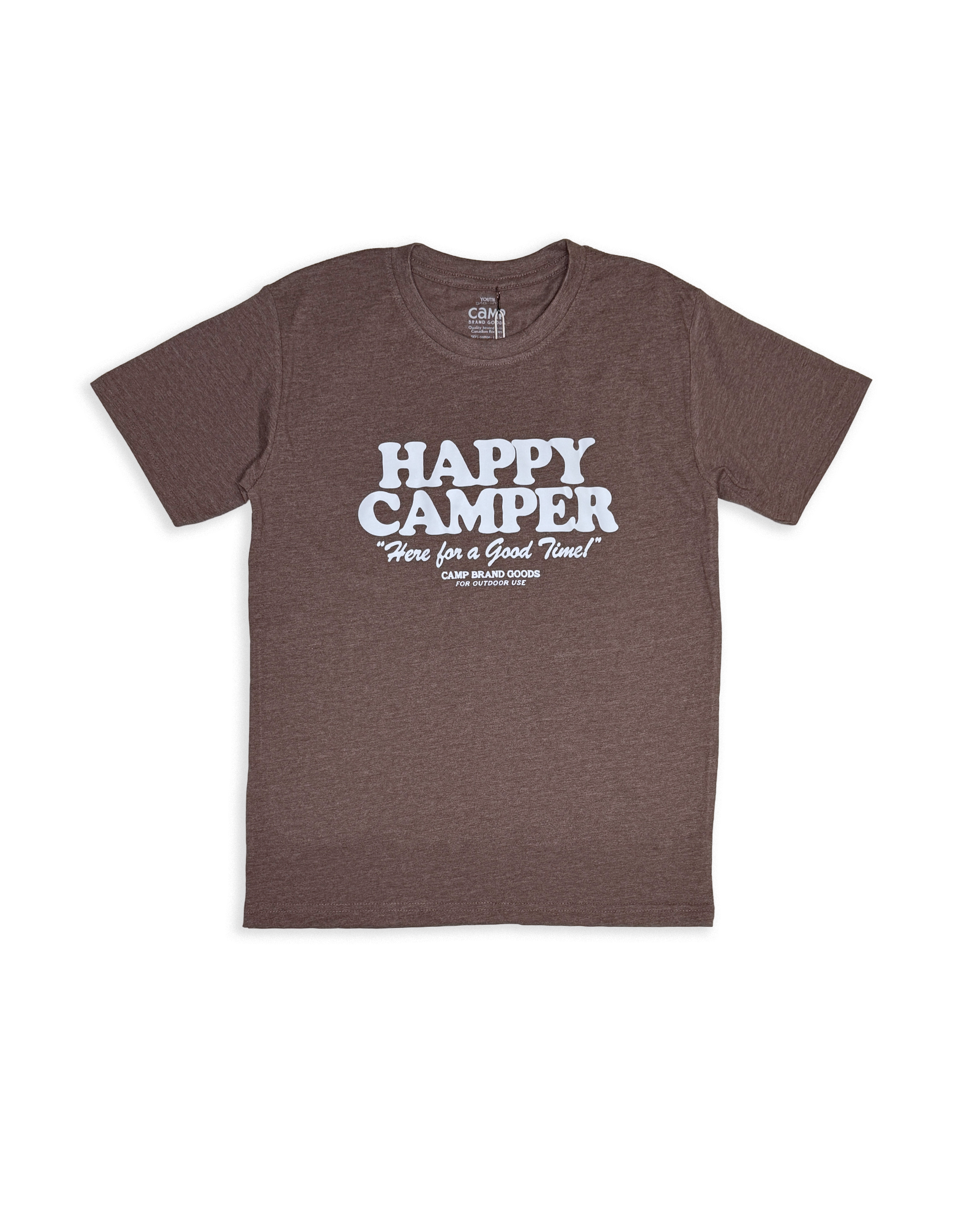 Happy Camper Kids Tee - Heather Brown