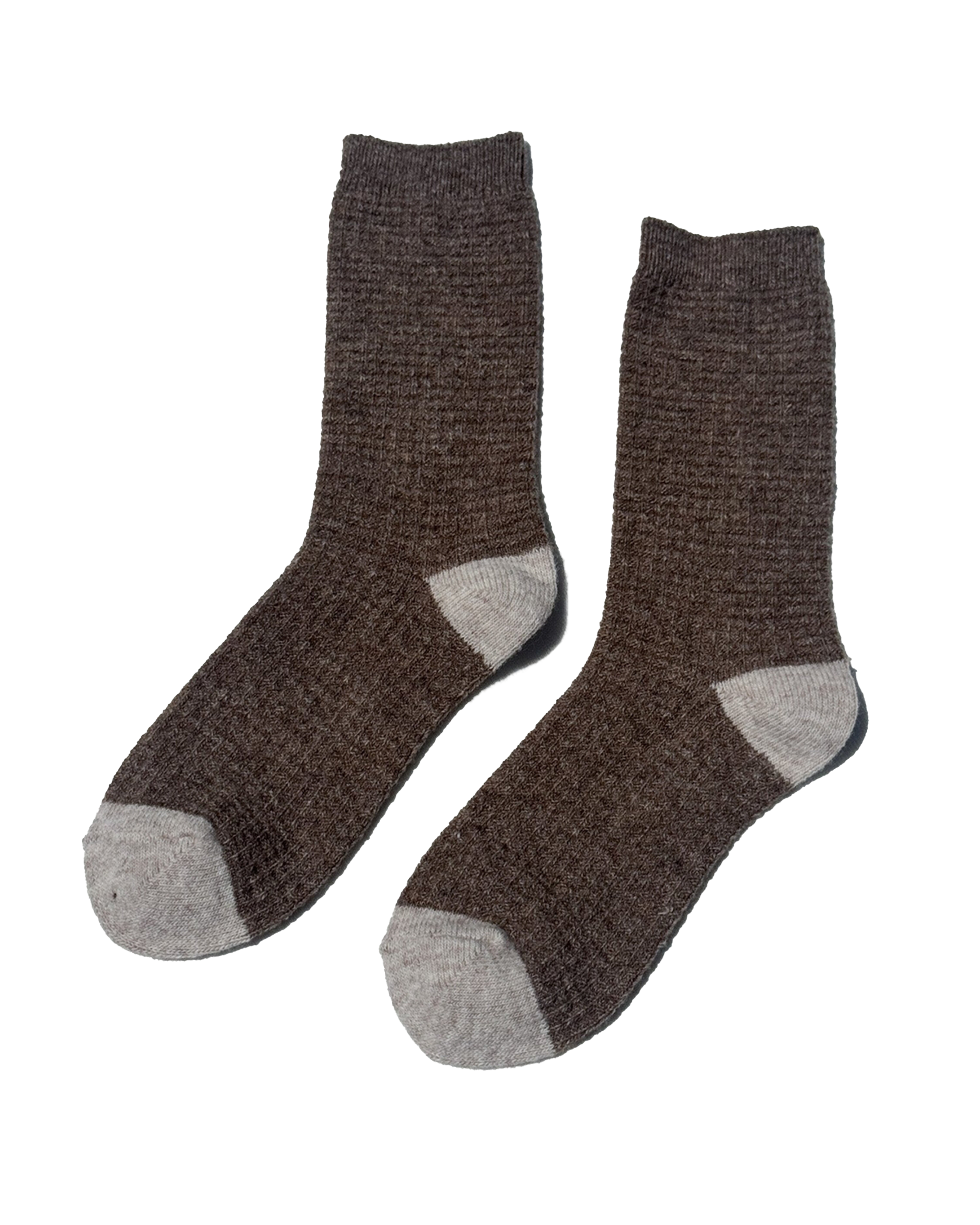 Wool Waffled Socks Brown
