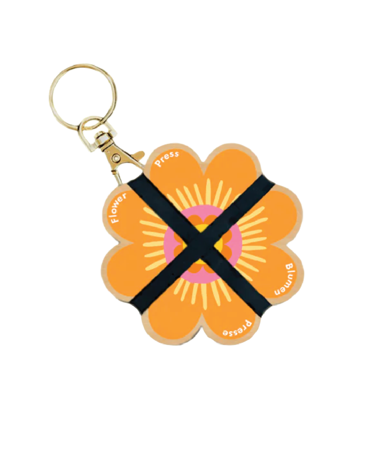Keyring Flower Press - Oranges & Pinks