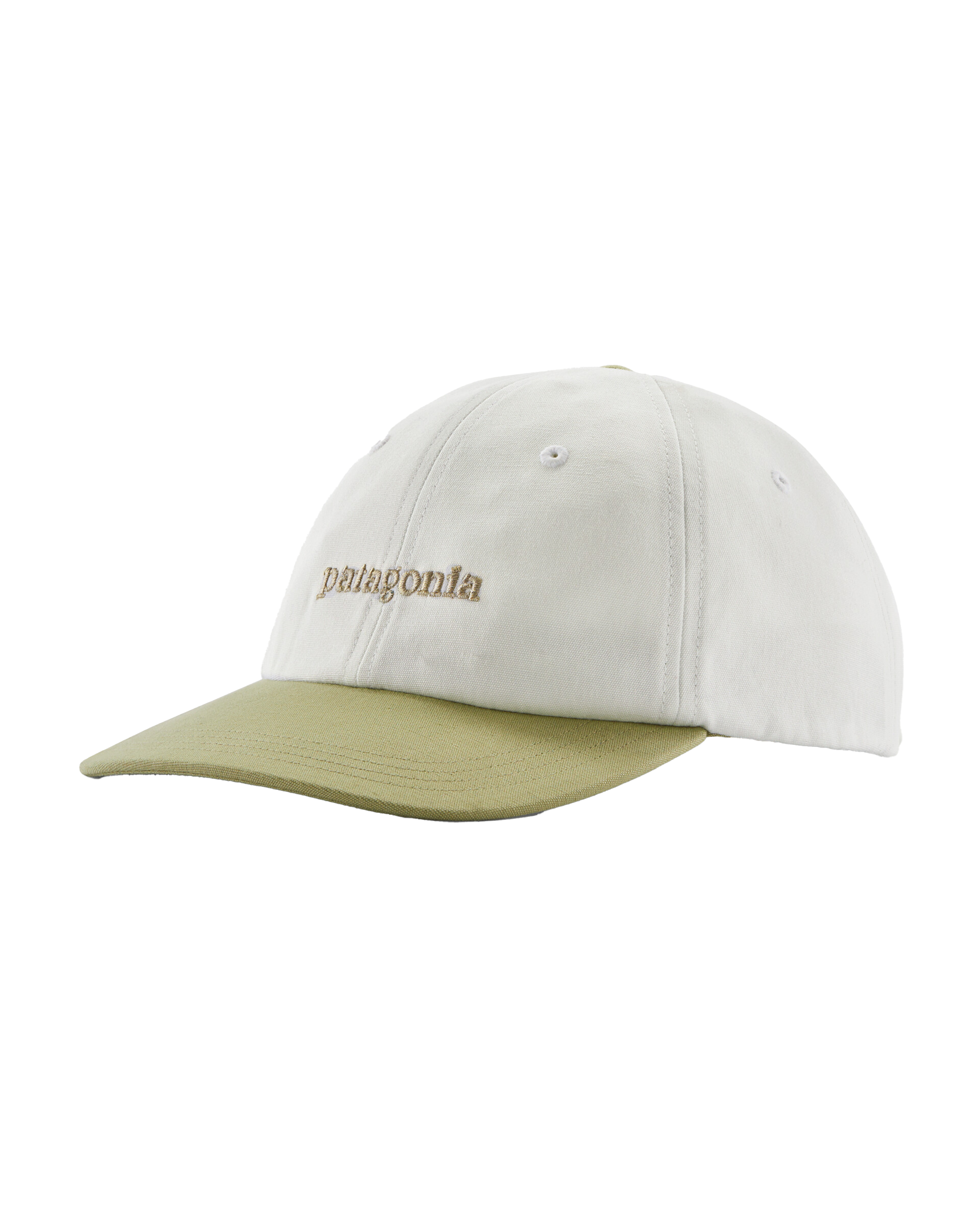 Fitz Roy Icon Trad Cap Text Logo: Birch White w/ Gumtree Green