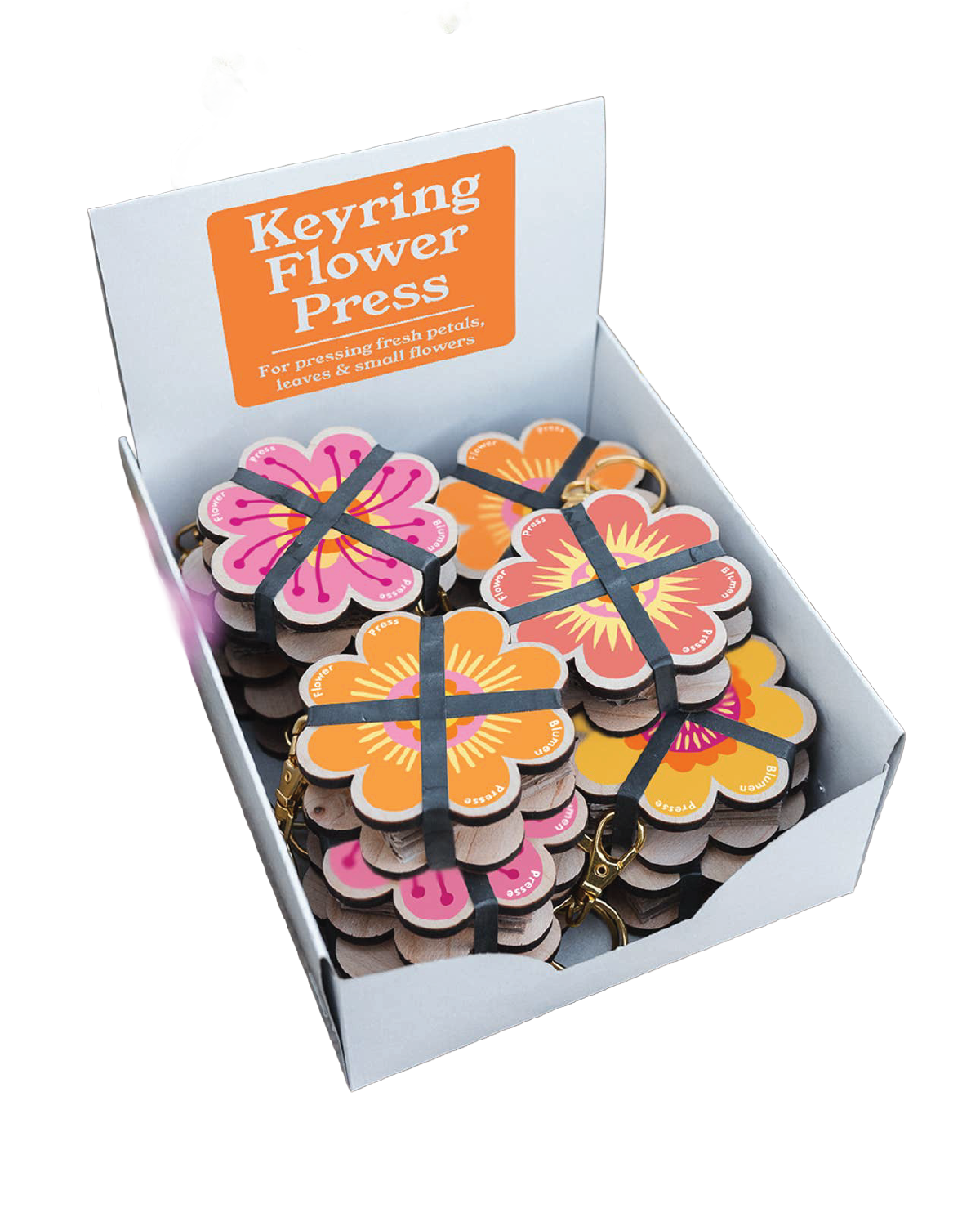 Keyring Flower Press - Oranges & Pinks